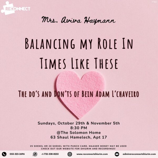 Mrs. Aviva Haymann- The Do's and Don'ts of  Bein Adam  L’Chaveiro-Oct 29, 2022